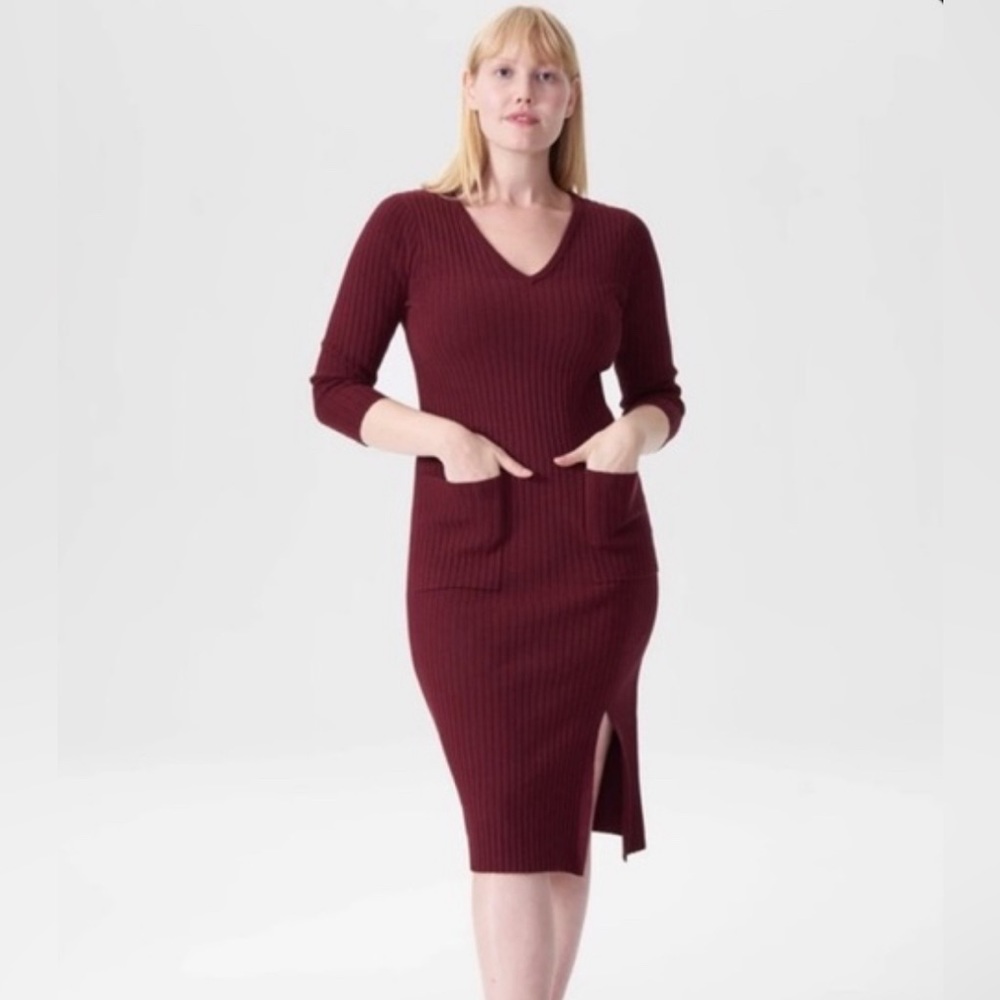 Universal Standard Rita Ribbed Sweater Dress with Pockets - Ribbed Knit Dress
